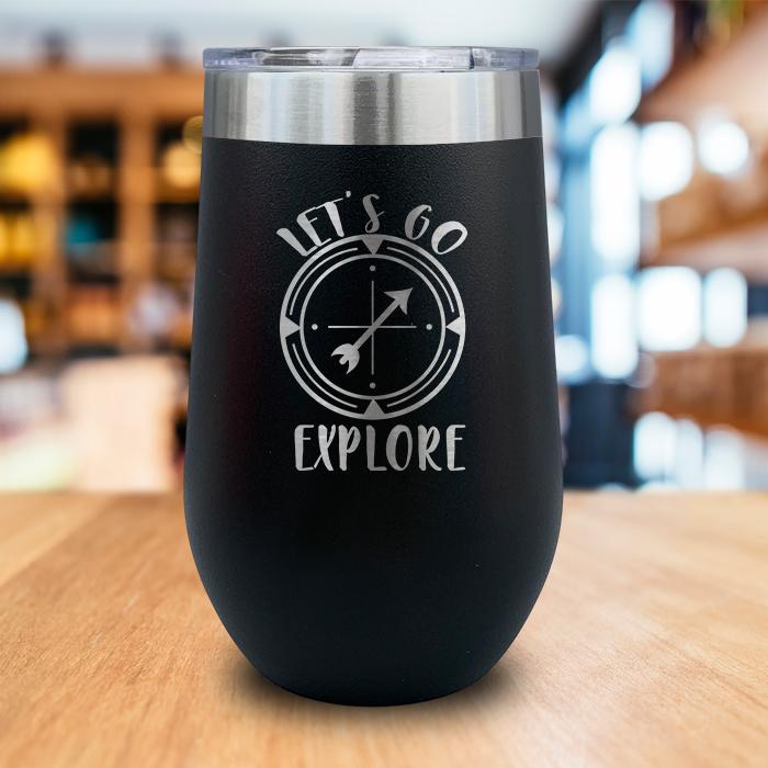 Let's Go Explore Compass Engraved Wine Tumbler