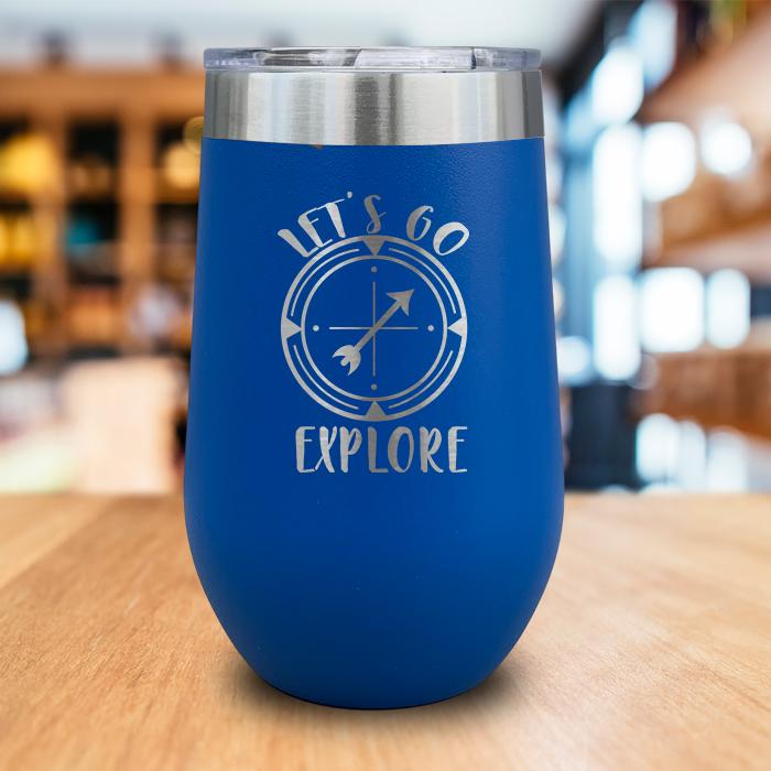 Let's Go Explore Compass Engraved Wine Tumbler