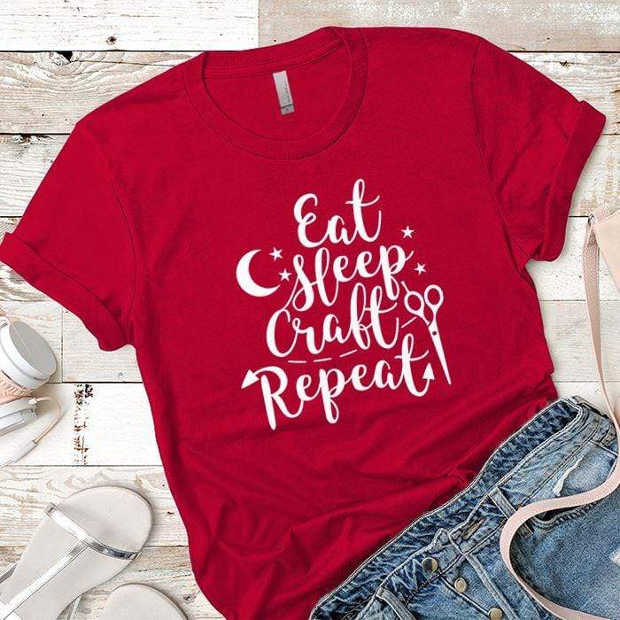 Eat Sleep Craft Premium Tees T-Shirts CustomCat Red X-Small 