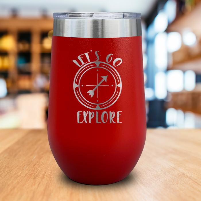 Let's Go Explore Compass Engraved Wine Tumbler