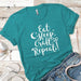 Eat Sleep Craft Premium Tees T-Shirts CustomCat Tahiti Blue X-Small 