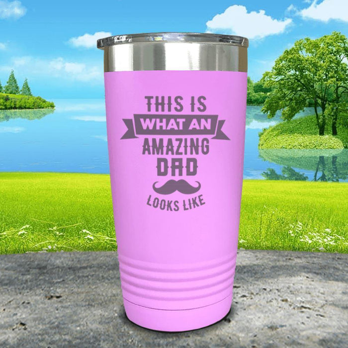 This Is What An Amazing Dad Looks Like Engraved Tumbler Tumbler ZLAZER 20oz Tumbler Lavender 