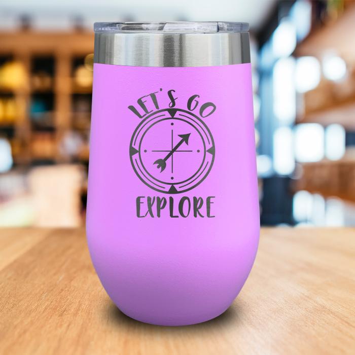 Let's Go Explore Compass Engraved Wine Tumbler