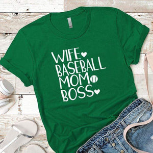 Wife Baseball Mom Boss Premium Tees T-Shirts CustomCat Kelly Green X-Small 