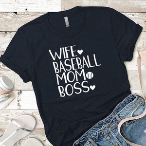 Wife Baseball Mom Boss Premium Tees T-Shirts CustomCat Midnight Navy X-Small 