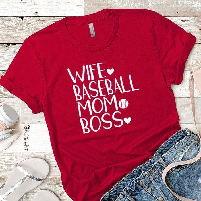 Wife Baseball Mom Boss Premium Tees T-Shirts CustomCat Red X-Small 