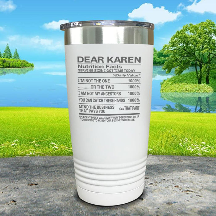 Dear Karen Nutrition Facts Engraved Tumbler