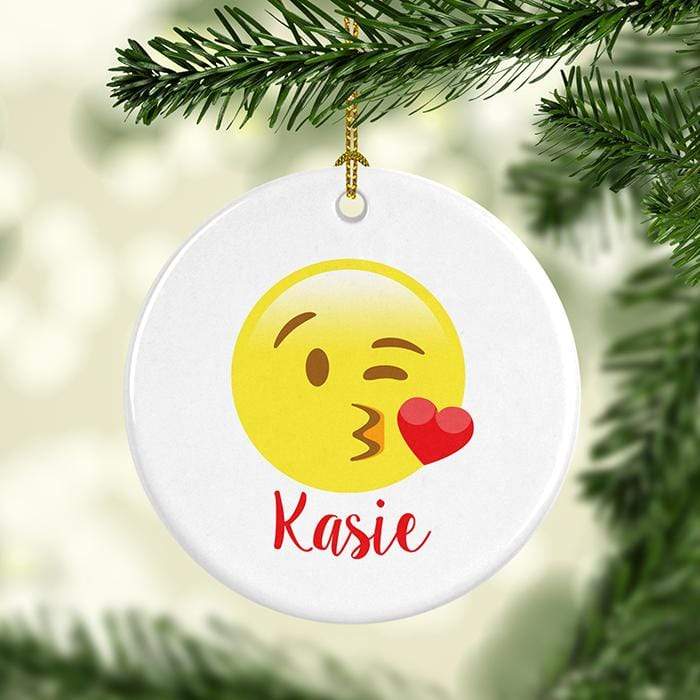 Emoji Kiss Personalized Ceramic Ornaments