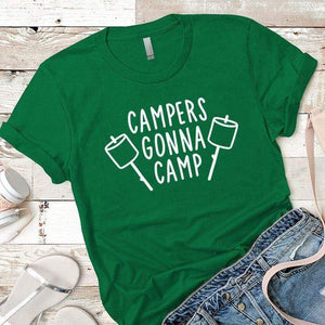 Campers Gonna Camp Marshmallows Premium Tees T-Shirts CustomCat Kelly Green X-Small 