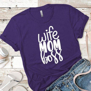 Wife Mom Boss Premium Tees T-Shirts CustomCat Purple Rush/ X-Small 