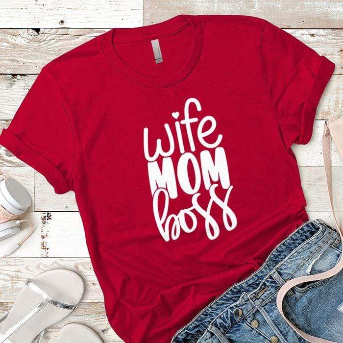 Wife Mom Boss Premium Tees T-Shirts CustomCat Red X-Small 