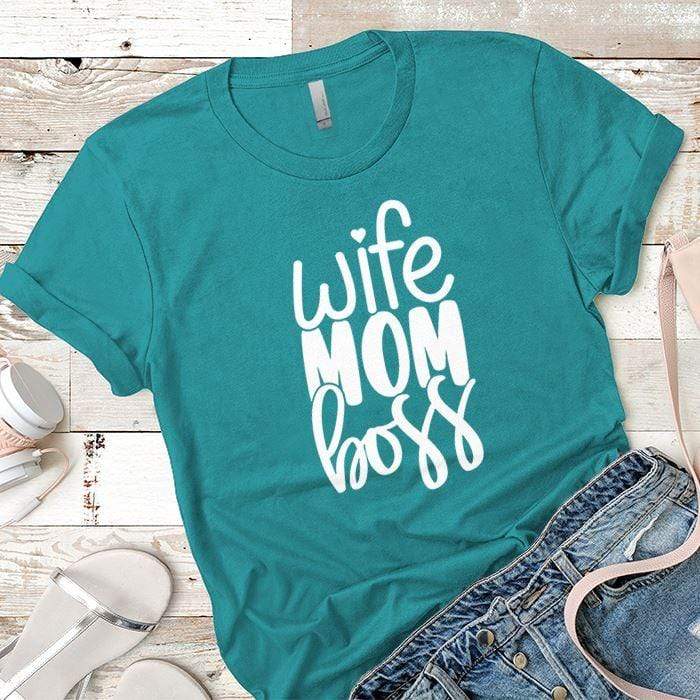 Wife Mom Boss Premium Tees T-Shirts CustomCat Tahiti Blue X-Small 