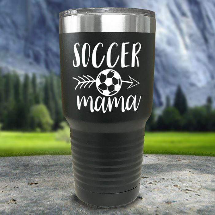 Soccer Mama Color Printed Tumblers Tumbler ZLAZER 30oz Tumbler Black 