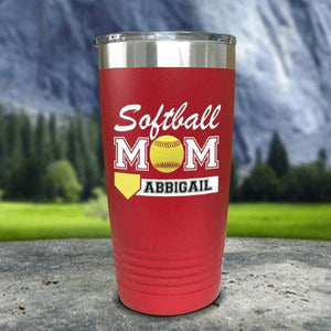 Personalized Softball Mom Color Printed Tumblers Tumbler Nocturnal Coatings 20oz Tumbler Red 