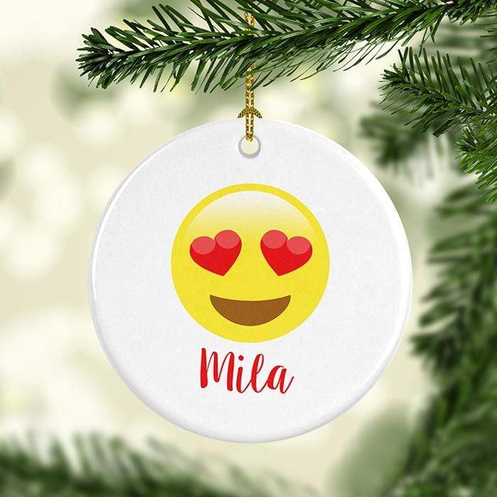 Emoji Heart Eyes Personalized Ceramic Ornaments