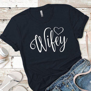Wifey Premium Tees T-Shirts CustomCat Midnight Navy X-Small 