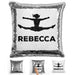 Competitive Cheerleader Personalized Magic Sequin Pillow Pillow GLAM Silver Black 