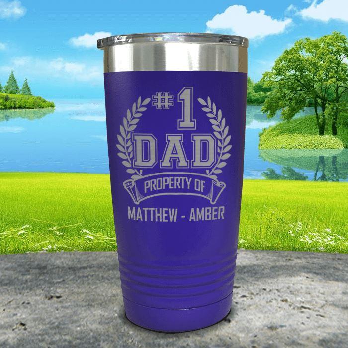 CUSTOM #1 Dad Engraved Tumblers Tumbler ZLAZER 20oz Tumbler Royal Purple 