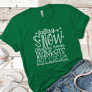 Falling Snow Premium Tees T-Shirts CustomCat Kelly Green X-Small 