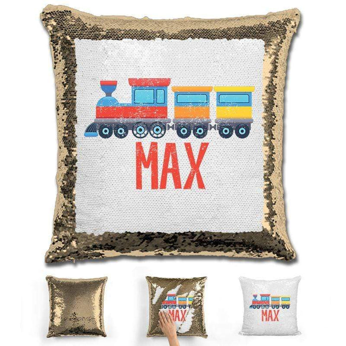 Train Personalized Magic Sequin Pillow Pillow GLAM Gold 