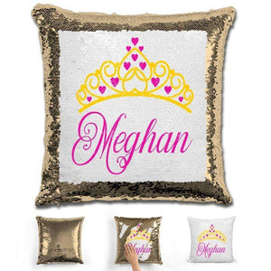 Princess Crown Personalized Magic Sequin Pillow Pillow GLAM Gold 