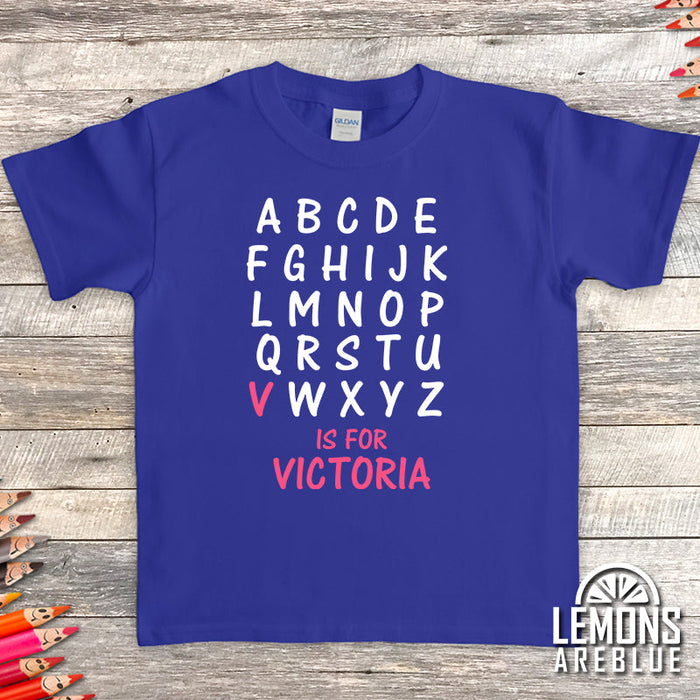 Personalized A to Z Kids Name Premium Youth Tees