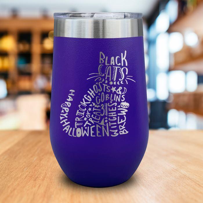 Cat Engraved Wine Tumbler LemonsAreBlue 16oz Wine Tumbler Purple 