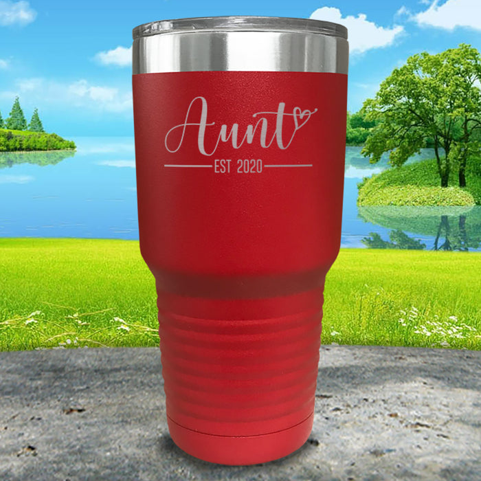 Personalized Aunt EST Script Heart Engraved Tumbler