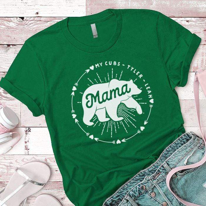 PERSONALIZED Mama Bear Premium Tees T-Shirts CustomCat Kelly Green X-Small 