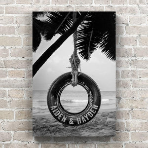 Tire Swing - Personalized Canvas Wall Art for Couples