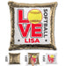 Personalized LOVE Softball Magic Sequin Pillow Pillow GLAM Gold Red 