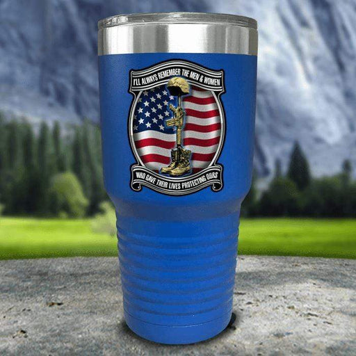 Veteran Always Remember Color Printed Tumblers Tumbler ZLAZER 30oz Tumbler Blue 