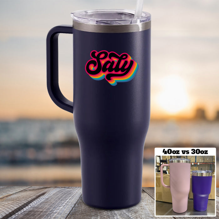 Personalized Name 40 oz Tumbler With Handle Color Printed Multiple Colors