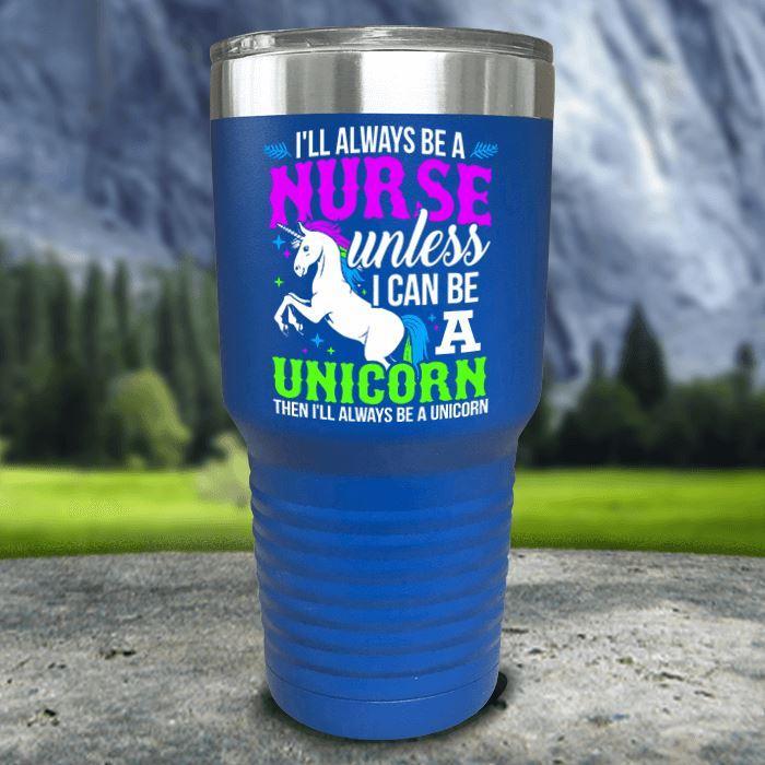 Nurse Unicorn Color Printed Tumblers Tumbler ZLAZER 30oz Tumbler Blue 