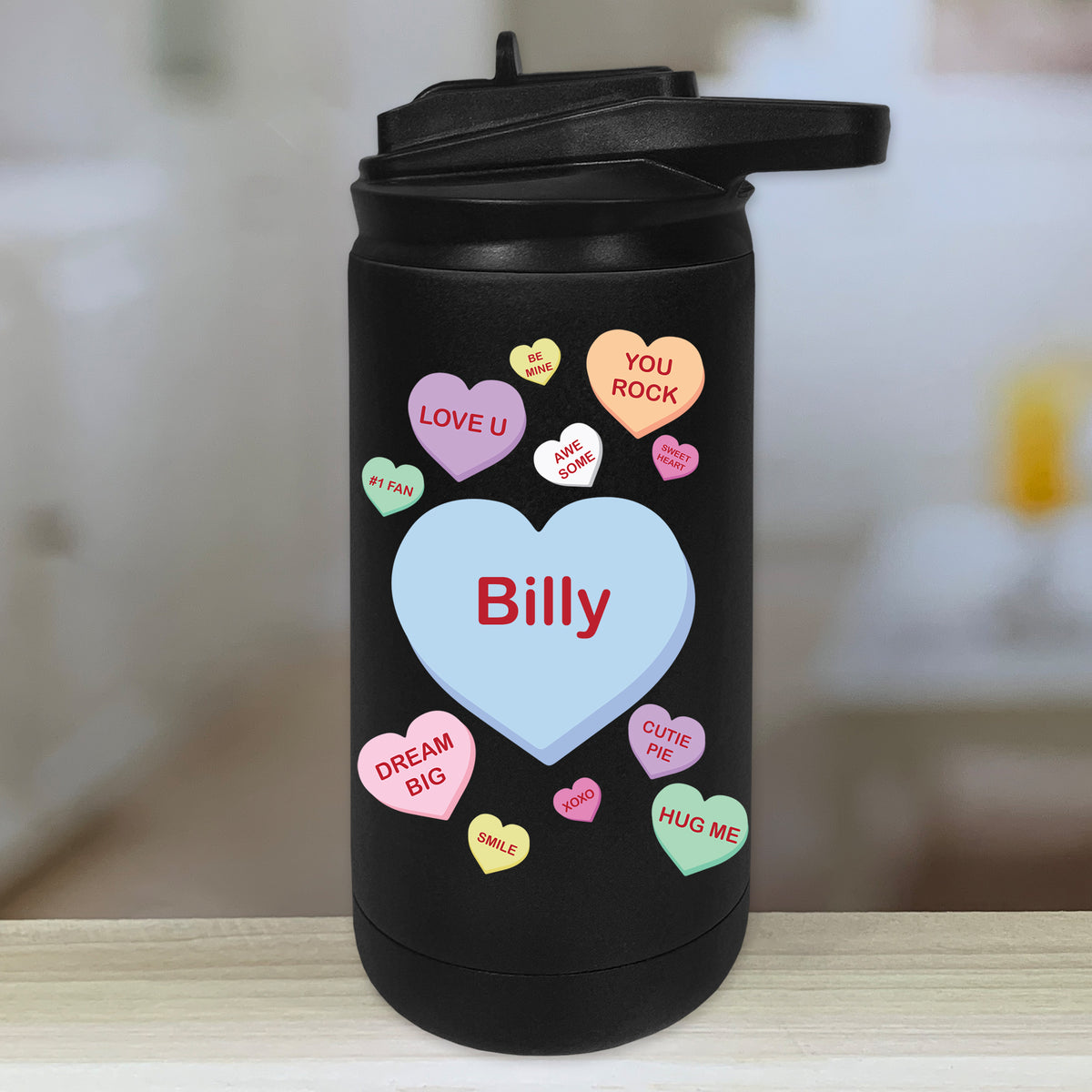 Personalized Tumbler Vacuum Insulated With Heart - Romantic Gift