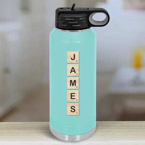 Personalized Kids Color Printed Scrabble Name Water Bottle Tumblers