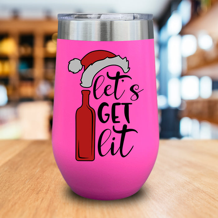 Let's Get Lit Christmas Color Printed Wine Tumbler