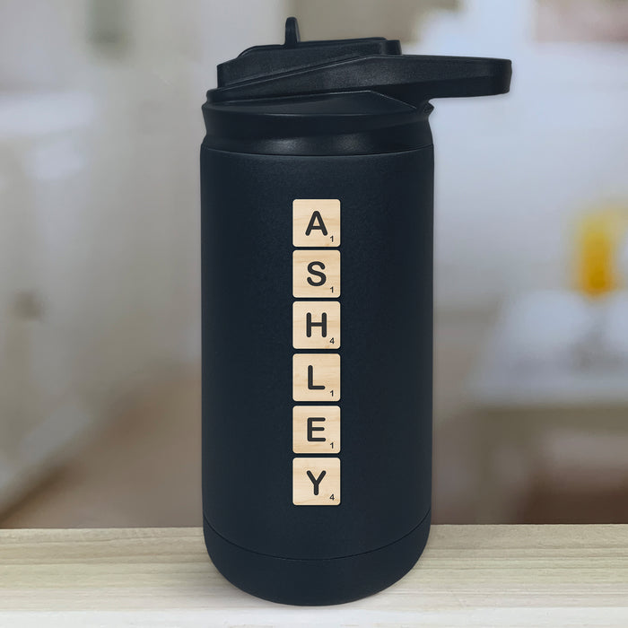 Personalized Kids Color Printed Scrabble Name Water Bottle Tumblers