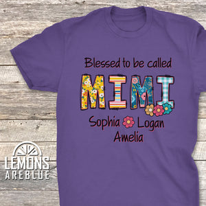 Grandparent Floral Letters Personalized With Kids Names Premium Tees