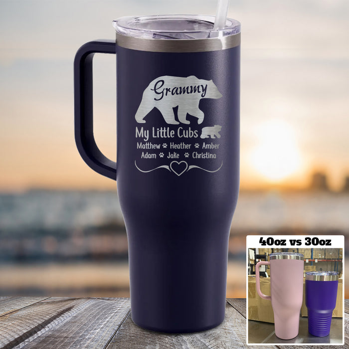 NEW 40oz Grandparents Bear (CUSTOM) Tumbler Personalized with Child's Name