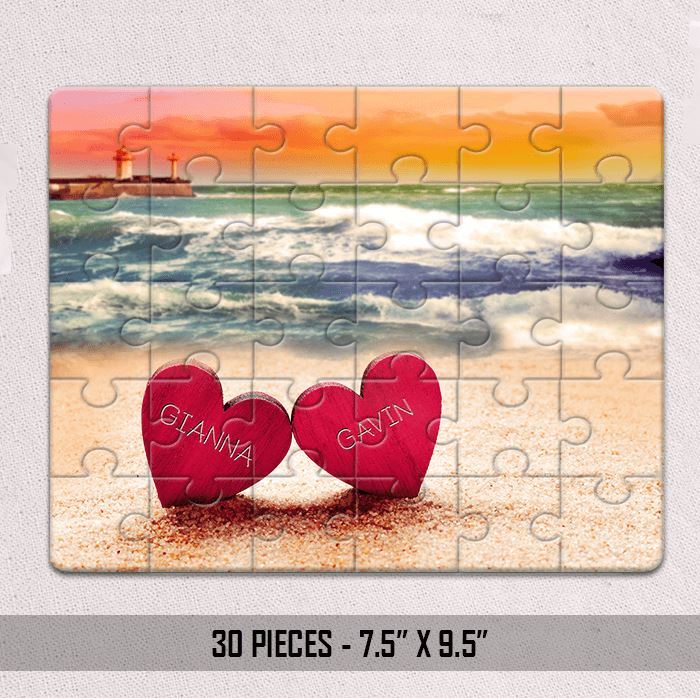 Personalized Hearts Of Love Jigsaw Puzzles