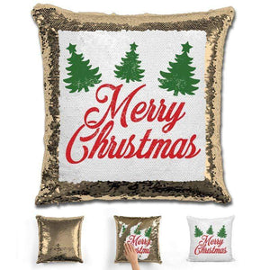 Merry Christmas Magic Sequin Pillow Pillow GLAM Gold 