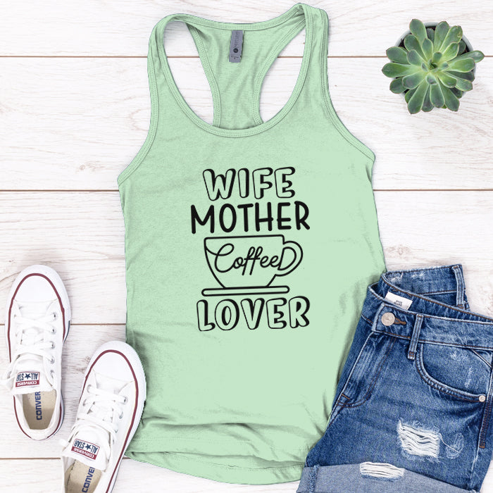 Wife Mother Coffee Lover Premium Tank Top