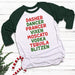 Dasher Dancer Blitzen Raglan T-Shirts CustomCat White/Forest X-Small 