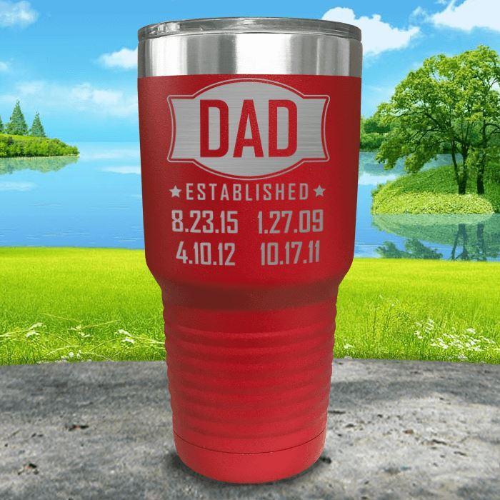 Dad Established CUSTOM Dates Engraved Tumblers Tumbler ZLAZER 30oz Tumbler Red 