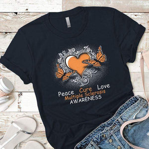 Peace Cure Love MS Premium Tees T-Shirts CustomCat Midnight Navy X-Small 
