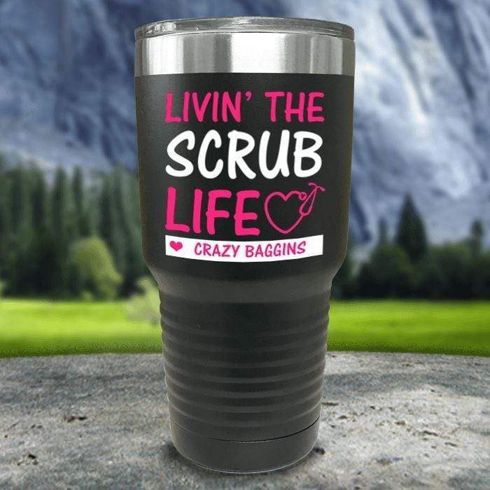 Personalized Scrub Life Color Printed Tumblers Tumbler Nocturnal Coatings 30oz Tumbler Black 