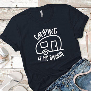 Camping Is My Favorite Premium Tees T-Shirts CustomCat Midnight Navy X-Small 