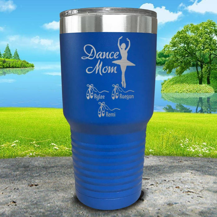 Dance Mom (CUSTOM) With Child's Name Engraved Tumbler Tumbler ZLAZER 30oz Tumbler Lemon Blue 