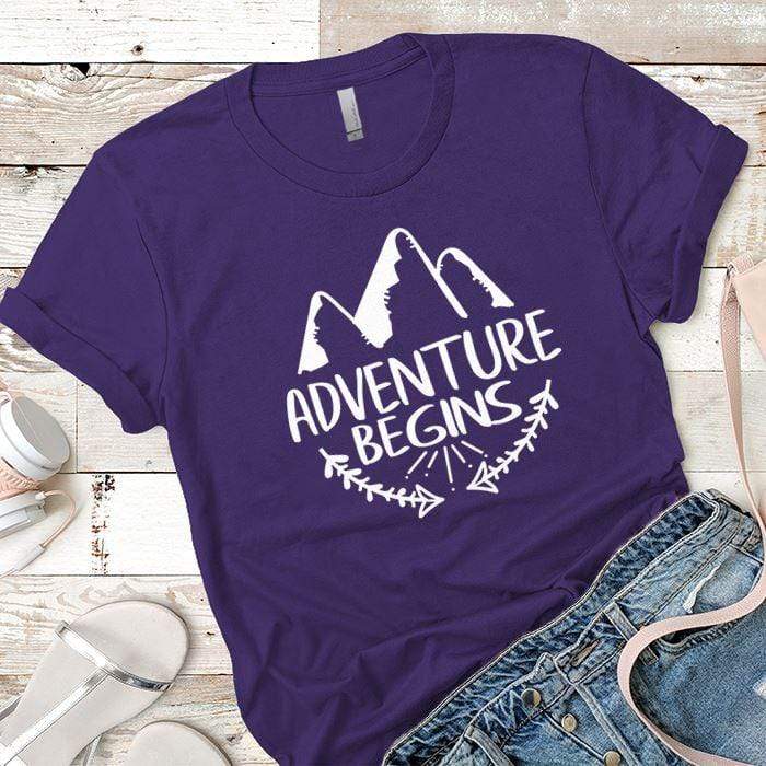 Adventure Begins Premium Tees T-Shirts CustomCat Purple Rush/ X-Small 